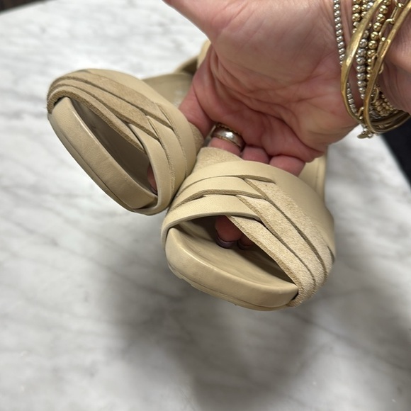 Pedro Garcia Cream Suede Woven Heeled Sandal with Ankle Strap Size 38/8 - Picture 9 of 12